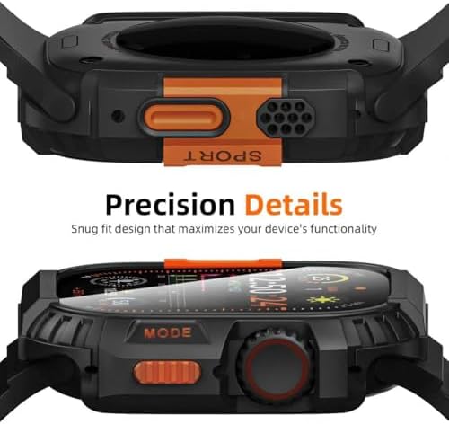 Zumyzu Rugged Case for Apple Watch 49mm Ultra 3/2/1 with Tempered Glass Screen Protector, Durable Hard PC Bumper Protective Face Cover for iWatch 49 mm Black - 1