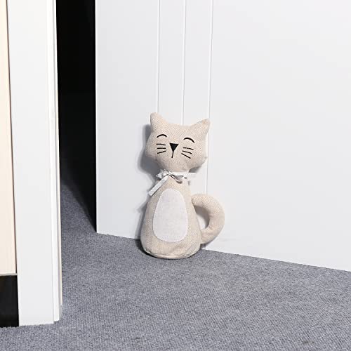 Cerayou Cute Animals Decorative Door Stoppers, Soft Durable Fabric Weighted Interior Wall Protector For Home & Office, Anti Collision Heavy Duty Compact Floor Decor Book Stopper, Beige Yellow Cat #TOP7