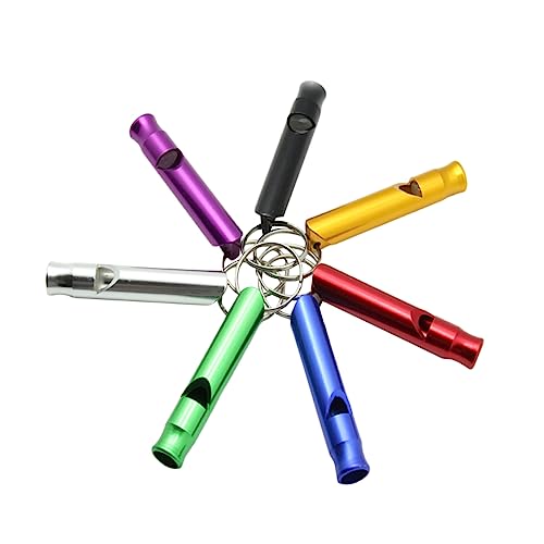 Balacoo 6Pcs Aluminum Survival Whistles Loud Emergency Whistles with Key Ring for Hiking Camping Climbing Durable Lightweight Random Color