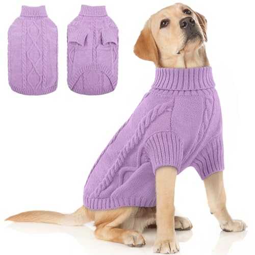 Image of Queenmore XXL Dog Sweater,Classic Knit Big Dog Christmas Sweater Turtleneck