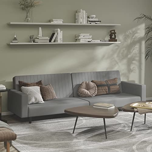 Gecheer Sofá Cama de 2 plazas Terciopelo Gris Claro,Sofa Cama Chaise Longue Sofa de Salón Moderno para Salón Dormitorio,Fácilmente Convertible en una Cama Cover