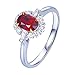 AmDxD Bague Femme de Luxe Or Blanc 18 Carats, Anneau Bague Femme Rouge Rubis 1.1ct avec Blanc Diamant Bague Femme Taille 52.5