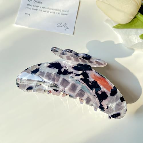 4.3" Ink Pattern Print Large Vintage Hair Claw Clip Non-Slip Shell French Style Hair Accessories for Women Girls Thick Hair, Ink Print