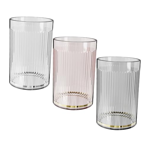 KONTONTY 3pcs Simple Mouthwash Cup Brush Holder Set Reusable Drinking Cups for Bathroom Toothbrush Holder Camping Travel