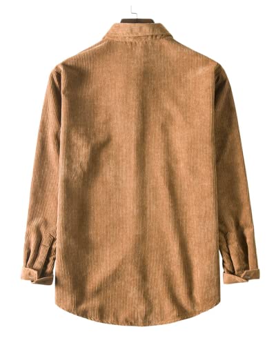 Image of RINTONIX Mens Solid Long Sleeve Ribbed Button Down Corduroy Shirt Jacket Casual Spring Fall Pocket Shacket Jacket