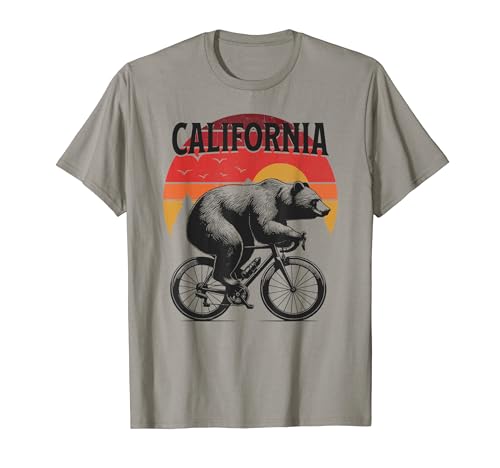 Retro Vintage California Cycling - Funny Bear Cyclist T-Shirt