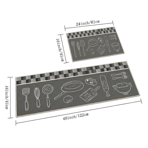 Image of HomeCloud Anti Fatigue Kitchen Rug Printed Thick Anti Slip, Washable, Big Size, Designer Folding Kitchen Mat for Home BedroomStandard Size (41 x 122 cm 41 x 61 cm) (Check Box Tools)