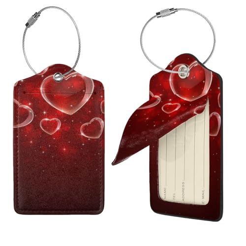 Étiquette à bagage cuir cœur rouge idée cadeau voyage romantique