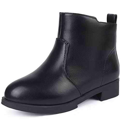 PANDANINJIA Girls Boots Kids Dress Short Ankle Booties Rhinestone Bowknot Zipper Shoes for Toddler Little Kids