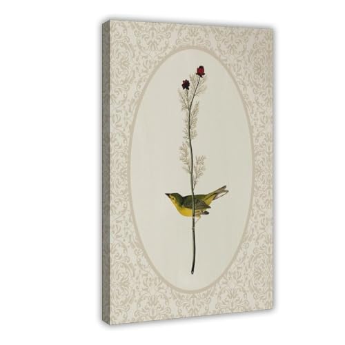 Peinture à l'huile vintage oiseau poster toile 61x91 cm