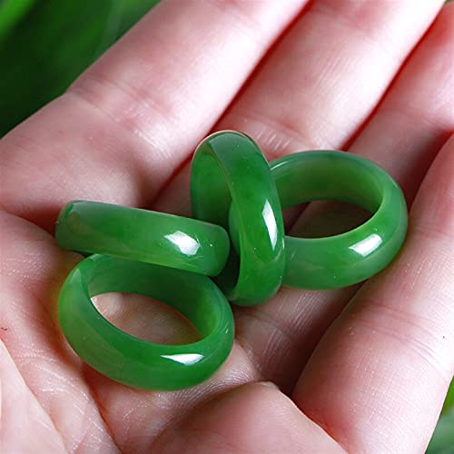 sdfpj Natürliche grüne Hetian Jade Ring Chinese Jadeeite Amulett Mode Charme Schmuck Hand Geschnitzte Handwerk Geschenke Für Frauen Männer (Ring Size : 10) Cover