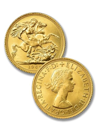 British Antique Gold Coins, 1965 Elizabeth II Sovereign Coin, Great Britain Ancient St George Coin Collection, United Kingdom, European Old Coins for Collectors, Historical Gifts