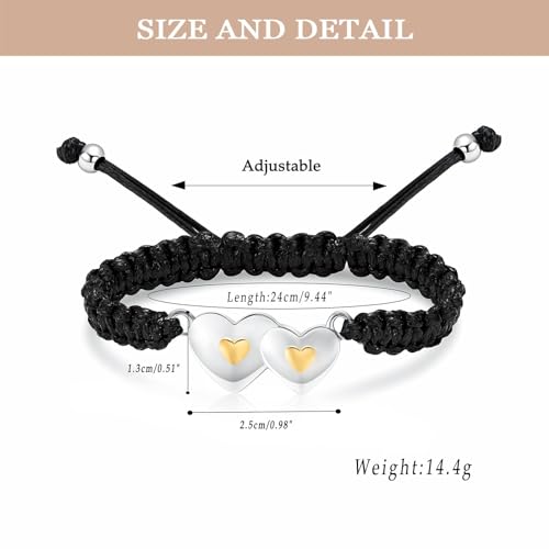 QGJNSGC Double Heart Cremation Bracelet for Women Urn Ash Bracelet Forever in My Heart Urn Memorial Jewelry for Loss of Loved Ones Pet Funeral Keepsake Gift (Silver-gold) - Image 2