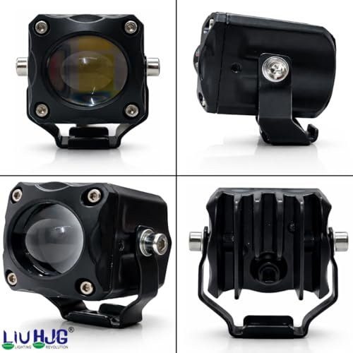 Image of LIU HJG LED Tiny Laser Cannon Single Lens Fog Light Wateproof & Dustproof High Brightness 40W 12V DC Power Yellow White & Red Devi Eye Light Universal fit for All Bikes & Cars (Pack of 2 With Switch)
