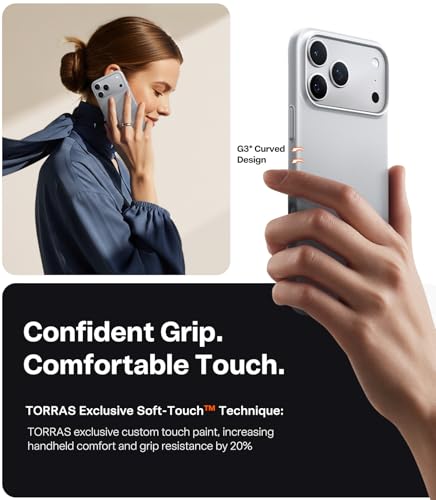 Image of TORRAS Magnetic Slim Fit for iPhone 17 Pro Case Thin, Silver White