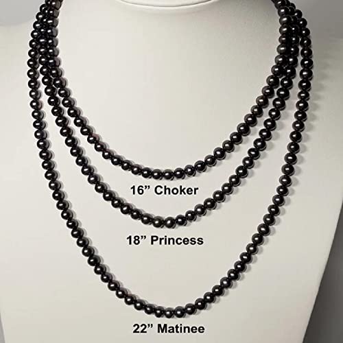 8Mm Black Pearl Necklace For Women Fashion Round Pearl Jewelry Gifts For Women 16,18,20 Inches #TOP3