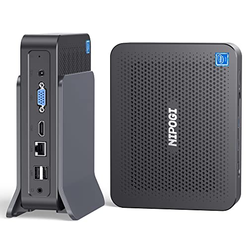 NiPoGi Mini PC Fanless,Ιntel Celeron N5100 8GB DDR4/256GB SSD Mini Ordenador de Sobremesa,Mini PC Windows 11 Pro 4k HD con 2.4G+5G WiFi,B.T 4.2, HDMI+VGA Office Business Mini Computadora