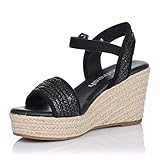 Suela antideslizante Refresh 79783, Sandalias con cuña Mujer, Negro, 41 EU