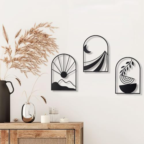 OYEFLY 3-PCS Boho Black Metal Wall Decor - 50% Off