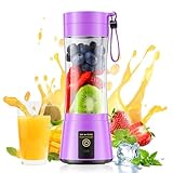 Cordless Portable Personal Size Blender - Mini Blender Make Smoothies and Shakes, 380Ml BPA Free Travel Cup, Powerful Blending Suit in...