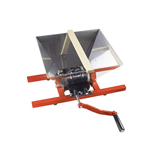 Image of Fruit and Apple Crusher - 7L Manual Juicer Grinder, Portable Fruit Scratter Pulper for Wine and Cider Pressing (Stainless Steel, 1.8 Gallon, Red)