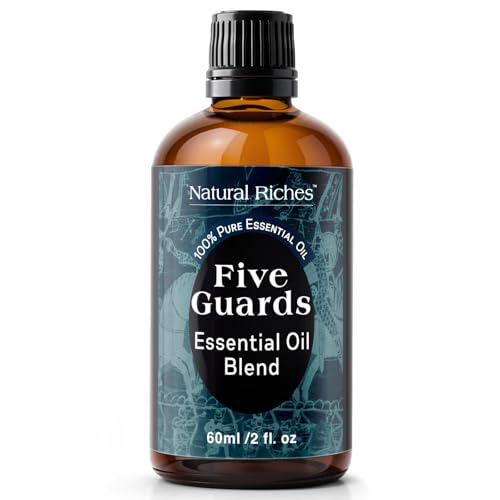 Natural Riches Five Guards Essential Oil Blend Health Shield for Aromatherapy with Clove Cinnamon Lemon Rosemary Eucalyptus Oil 2oz