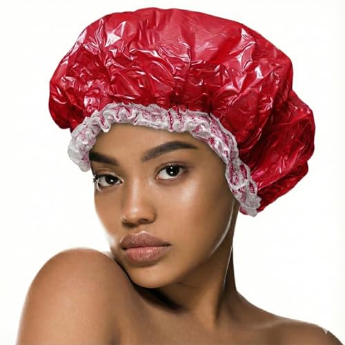 Bonnet de douche étanche double face rouge 1 pièce pour le bain