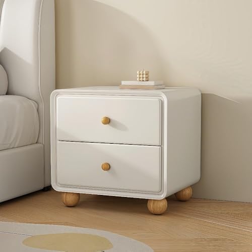Black Cream Style Nightstand with Spiral Base - Multi-Purpose Bedside Table, Storage Cabinet & Small Dresser for Home, Living Room, Bedroom (40CM)