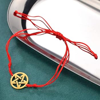 Bracciale Cavigliera Pentagramma Giada Regolabile - Gioiello Wiccan Con Stella A 5 Punte In Acciaio Inox, Significato Spirituale Per Donne Uomini - 2