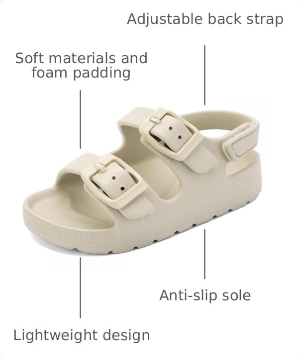 Image of INMINPIN Toddler Boys Girls Buckle Sandals Comfort Open Toe Sandal with Adjustable Back Strap