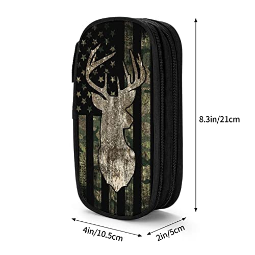 Image of YETTA YANG Camo Camouflage American Flag Hunting Deer Pencil Box Case for Pen Holders Office Supplies Big Capacity large