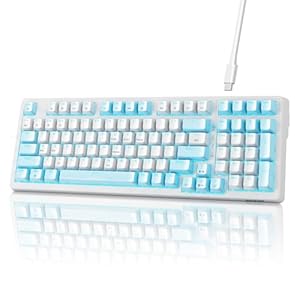 baoced Mechanical Gaming Keyboard, Full Size 98 Anti-Ghosting Keys Brown Switch Keyboards with Icy Blue Backlight, Wired Detachable USB Type-C Gaming Keyboard with Adjustable Kickstand