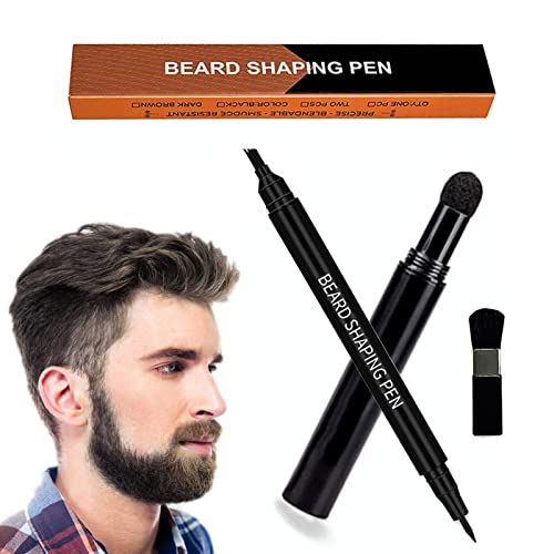 Doppelendiger Bartstift, für Herren, doppelseitiges Bartstyling-Stift-Set mit Bürste, verbessert Gesichtshaar und Bartfarbe A/a