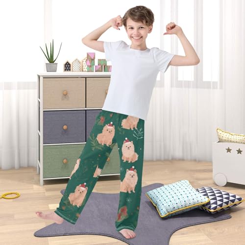 ZZXXB Pomeranian Mistletoe Branches Boys Long Pants Soft Trousers Elastic Waist Kids Lounge Bottoms with Pockets S-XL 5