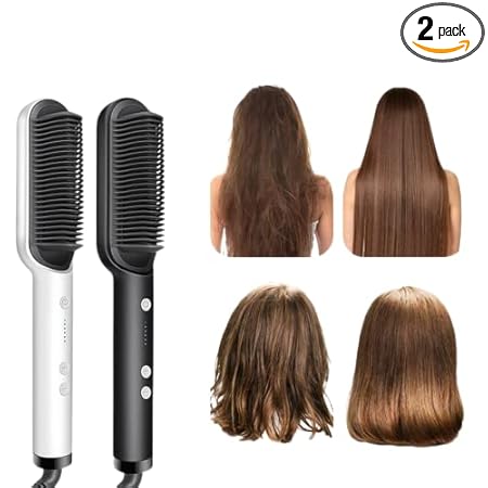 Hair Straightener - Zemic Hair Straightener Comb for Women & Men, Hair Styler, Straightener Machine Brush/PTC Heating Electric Straightener with 5 Temperature Control Hair Straightener