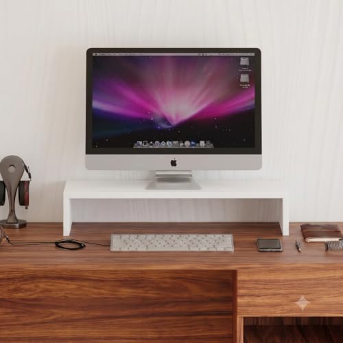 Image of Wudyhub Computer Desk | Laptop Table | Monitor Stand | Sturdy Desk for Home, Office, Bedroom, Living Room (ST-13-White)
