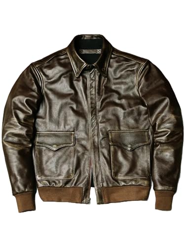 Men's Stylish Biker Zipper Leather Jacket - Dark Brown Casual