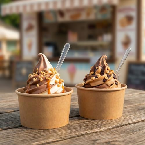Image of Coppetta 8-Ounce Dessert Cups, 50 Disposable Ice Cream Cups - Lids Sold Separately, Sturdy, Kraft Paper Frozen Yogurt Bowls, For Hot And Cold Foods, Perfect For Gelato Or Mousse - Restaurantware