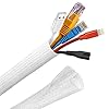 Josnown Kabel opgeruimde mouw, 10 m kabelbeheerbuis voor pc/tv, diameter 12-20 mm, zelfklevende beschermer, draadnetjes, organizer voor thuis, kantoor - zwart