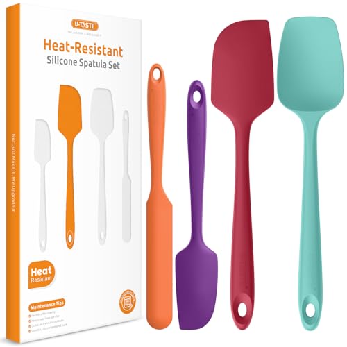 Image of U-Taste 600F Heat Resistant Food Grade Silicone Spatula, 4-Pcs, Multicolor