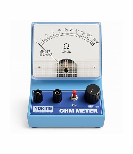Image of YOKINS Portable Desktop Type Analog Ohm Meter 100 Ohms, Battery Operated, Blue Color
