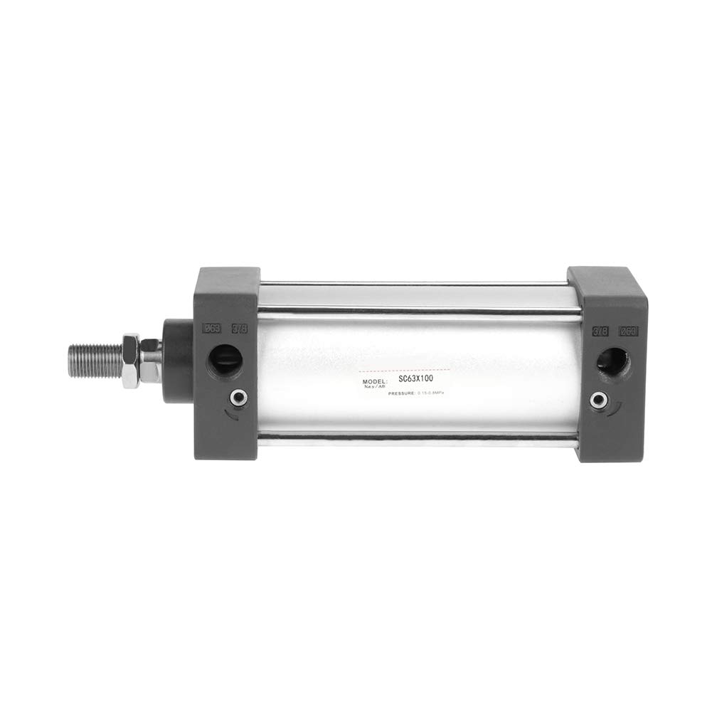 Pneumatyczny siłownik pneumatyczny ze stopu aluminium 100mm skok 63mm otwór przykręcany tłoczysko pneumatyczny siłownik pneumatyczny podwójnego działania 0,1-1,0 MPa