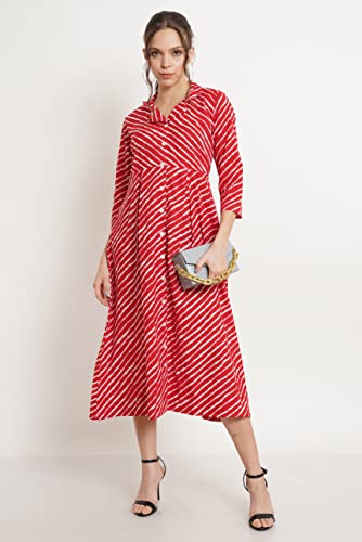 Image of COTLAND Fashions Jaipuri Cotton Flared A-Line Dress for Women