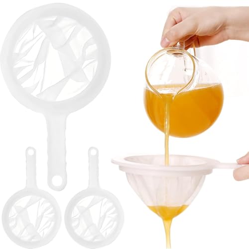 3 Pcs Nylon Sieve Filter, Plastic Nylon Fine Mesh Strainer, Suitable for Filtering Any Liquids,Jam, Fruits,Vegetable Straining Set,Ideal for Domestic and Professional Use 100,200,400,Mesh