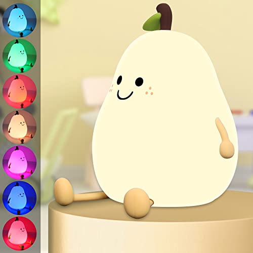 Luz Nocturna Infantil, Luz Noche con 7 Modos de Iluminación, Luz Quitamiedos Infantil de Silicona con Temporizador, Lámpara Recargable por USB para Habitación de Niños Cover