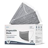 WeCare Disposable Face Mask Individually Wrapped - 50 Pack, Grey Masks 3 Ply
