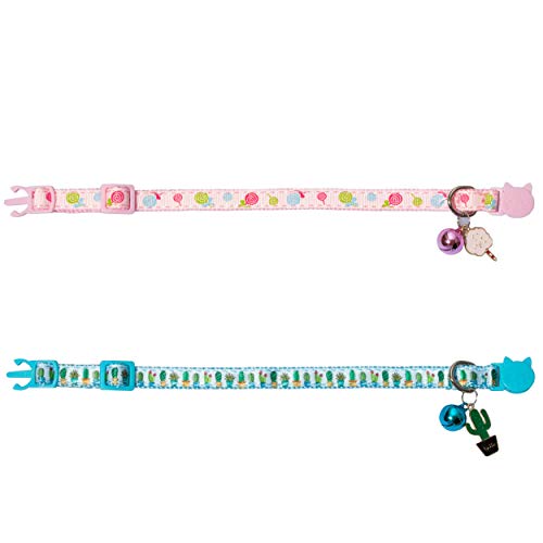 BANMODER Cat Collar Breakaway with Bell,2 Pack Safety Adjustable Cat Collars Set,Candy & Cactus - Image 5