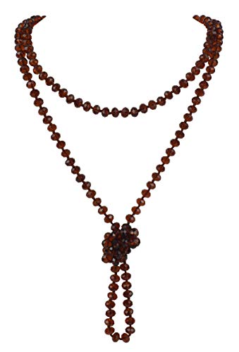 Firstmeet Fashion Glass Beads Rope Knot Long Bead Necklace Versatile 60" Strand Costume Jewelry For Women And Men (Xl-1030-Dark Brown) #TOP1