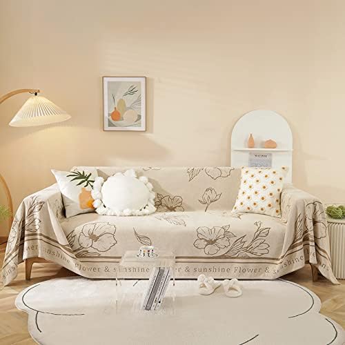 STACYPIK Soft Reversible Sofa Cover Vintage Garden Sectional Couch Cover Blanket for Pets Kids Children Dogs Cats,Thick Farmhouse Boho Couch Protector for 3 Cushion Couch,Decorative for Couch-71"x134"
