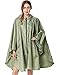 Damen Regenponcho Regenmantel Unisex Regenjacke Wasserdicht Regencape Wiederverwendbar mit Kapuze Grün